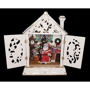 Home for the Holidays Christmas Santa Claus Childrens Animated Wind Up Music Box